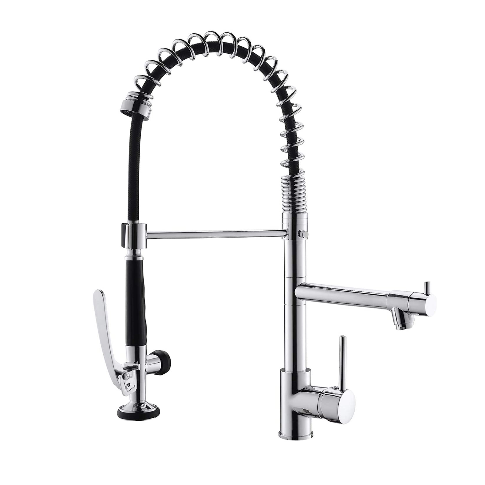 FLG Chrome Kitchen Faucet with Sprayer,Commercial Single Handle Pull Down Kitchen Sink Faucet
