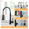 FLG Kitchen Faucet with Pull Down Sprayer Matte Black, Single Handle Kitchen Sink Faucet, Commercial Modern rv Farmhouse Camper Utility Spring Kitchen Sink Faucets Solid Brass