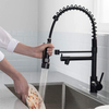  FLG Kitchen Faucet,Black Kitchen Faucet,Commercial Kitchen Faucet with Sprayer Single Handle Single Hole Spring Kitchen Sink Faucet,Matte Black