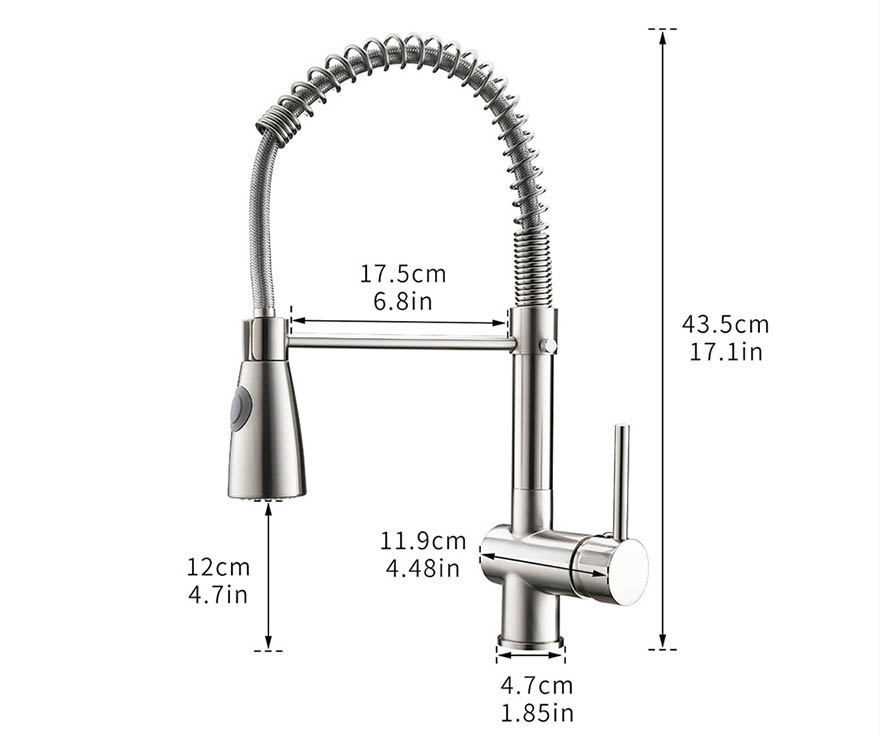 Brushed Finish SUS 304 Stainless Steel Flexible Hose Pull Out Kitchen ...