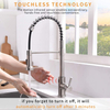 Touchless Spring Kitchen Faucet with Pull Down Sprayer, Single Handle Motion Sensor Activated Hands-Free Kitchen Sink Faucet, Single Hole Smart Kitchen Faucet, Solid Brass, Brushed Nickel