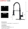 FLG Kitchen Sink Faucet,Single Handle Kitchen Faucet with Pull Down Sprayer,Commercial Spring Faucet for Kitchen Sink with Deck Plate, Matte Black