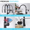 Black Kitchen Faucet,Single Handle Pull Down Kitchen Faucet with Sprayer,LED Facuet for Kitchen Sink